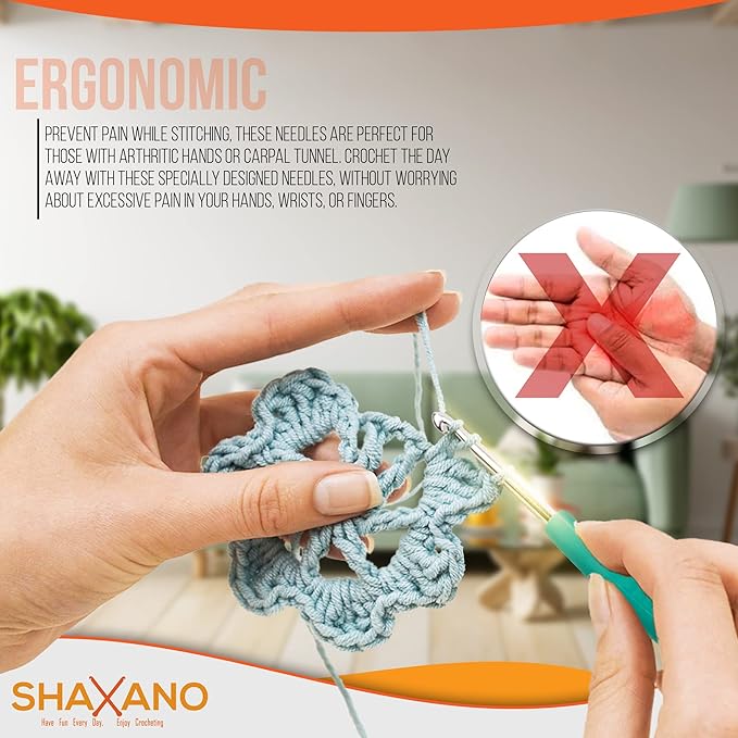 SHAXANO Crochet Hooks Kit with Case, 86-Piece, Ergonomic Crochet Needles Weave Yarn Kits DIY Hand Knitting Art Tools for Beginners and Experienced Crochet Lovers