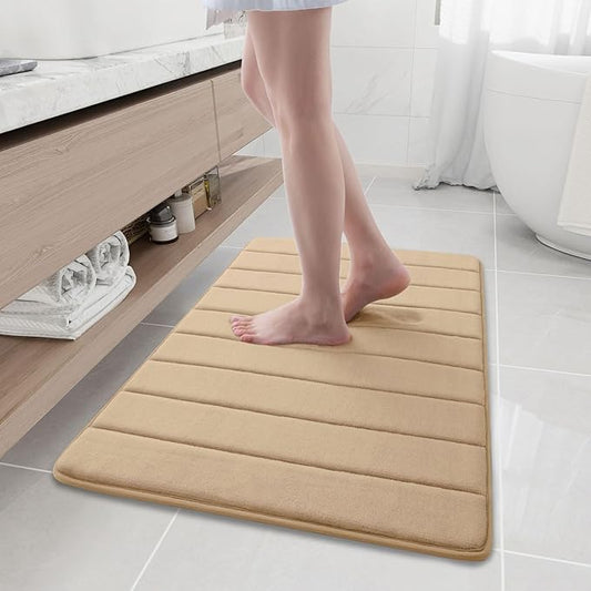 Buganda Memory Foam Bath Mat, 35.4" x 24", Ultra Soft and Non-Slip Bathroom Rugs, Water Absorbent and Machine Washable Bath Rug Runner for Bathroom, Shower, and Tub, Camel