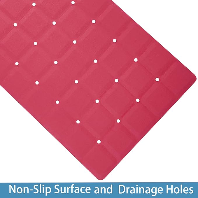 Foldable Silicone Bathtub Mat: Jumbo Size Heavy Duty Safety Bath Mat for Tub Without Suction Cups Non Slip Bath & Shower Mat for Textured, Reglazed, Refinished Tub (Crimson Red, 35.8 x 17.7)