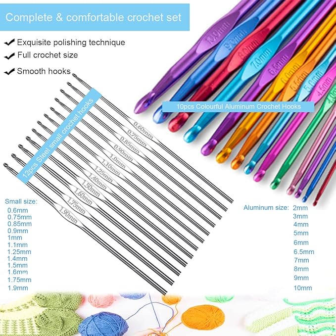 Weabetfu 102pcs Crochet Hooks Set Crochet Hook Kit with Case Ergonomic Crochet Needles for Arthritic Hands and Crochet Accessories Complete Crochet Set for Beginners & Experieced Crochet Lovers