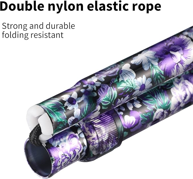 Elegant Walking Cane for Women, Foldable & Adjustable Cane for Seniors with Self-Standing Tip | Lightweight Mobility Aid for Stability & Balance Support