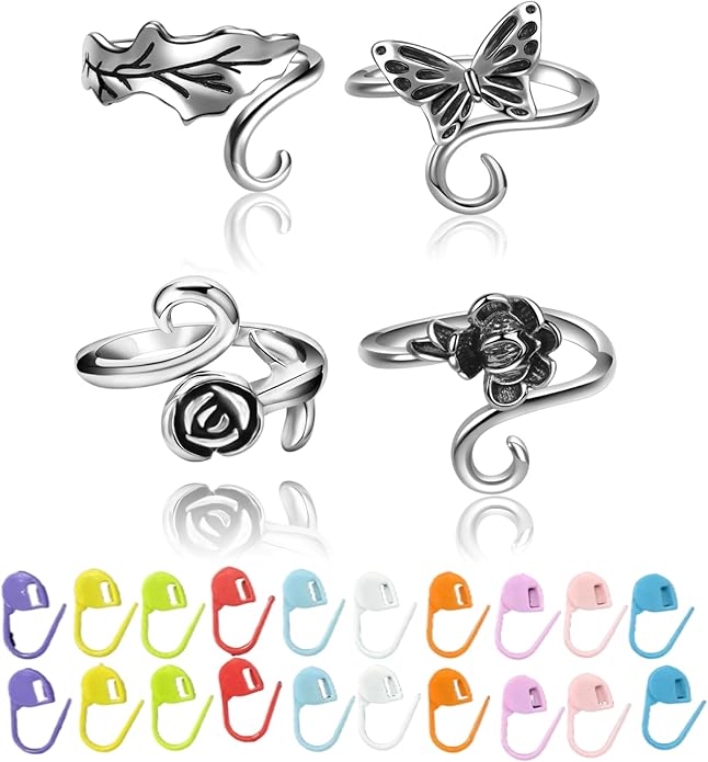 Namifin Crochet Ring for Fingure Adjustable Crochet Tension Ring Yarn Tension Rings Easy Crocheting Crochet Accessories Mother Grandma Thanksgiving Presents