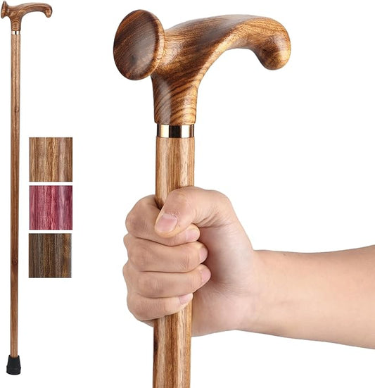 Walking Canes for Men and Women, Wooden Sticks for Seniors, Handcrafted, Ergonomic, Wood Wax Oil Coating Walking Canes for Senior Balance, Crutches for Adults