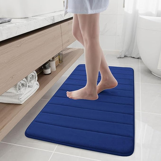 Buganda Memory Foam Bath Mat, 44" x 24", Ultra Soft and Non-Slip Bathroom Rugs, Water Absorbent and Machine Washable Bath Rug Runner for Bathroom, Shower, and Tub, Navy Blue
