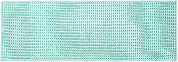 Waffle Runner Rug Bathroom, Long Boho Bathroom Rugs Non Slip Washable Super Absorbent Quick Dry Cute Bath Mat Farmhouse Bath Decor, 60"x24" Aqua Blue