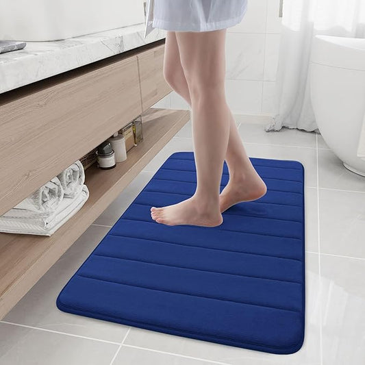 Buganda Memory Foam Bath Mat, 40" x 24", Ultra Soft and Non-Slip Bathroom Rugs, Water Absorbent and Machine Washable Bath Rug Runner for Bathroom, Shower, and Tub, Navy Blue