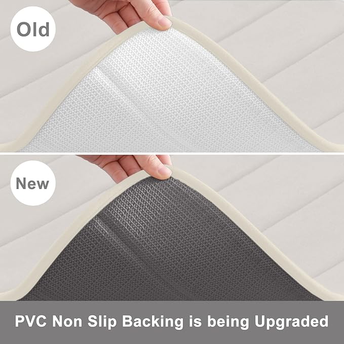 Buganda Memory Foam Bath Mat, 47" x 17", Ultra Soft and Non-Slip Bathroom Rugs, Water Absorbent and Machine Washable Bath Rug Runner for Bathroom, Shower, and Tub, Cream