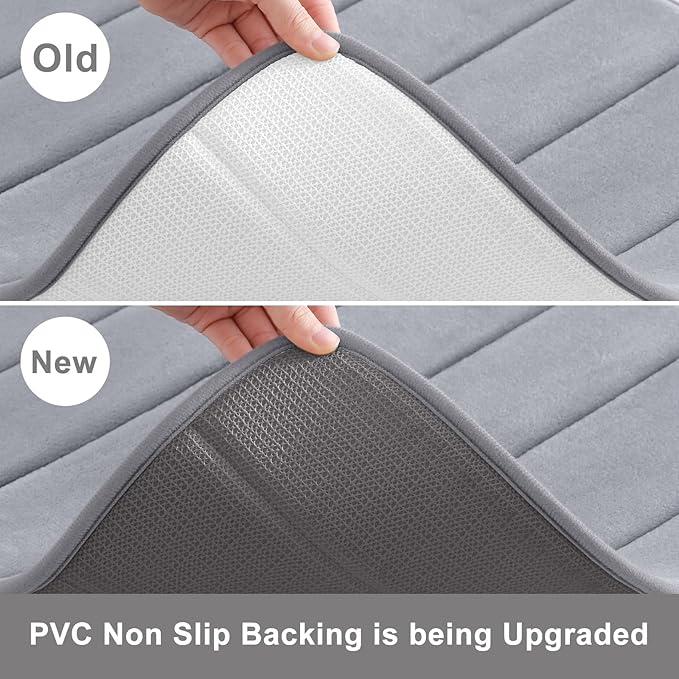 Buganda Memory Foam Bath Mat, 55" x 24", Ultra Soft and Non-Slip Bathroom Rugs, Water Absorbent and Machine Washable Bath Rug Runner for Bathroom, Shower, and Tub, Medium Grey