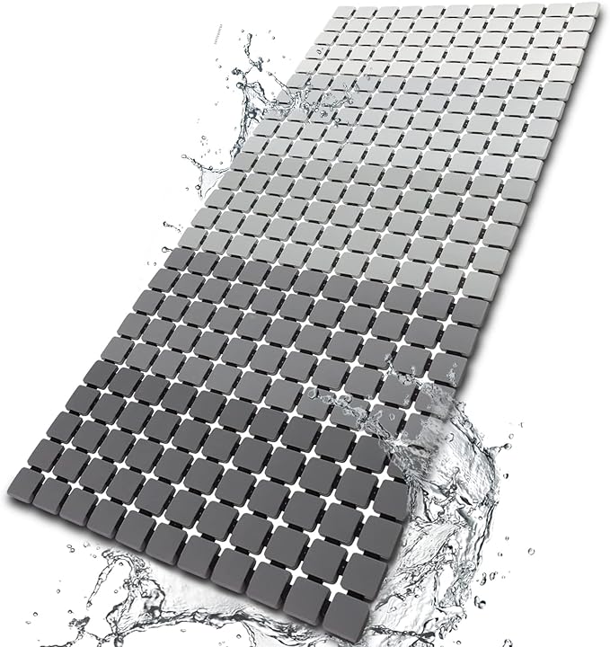 Shower Mat Non Slip Bathtub Mat with Suction Cups and Drain Holes Bath mat for tub 33.4 x 15.7 Inch Large Size