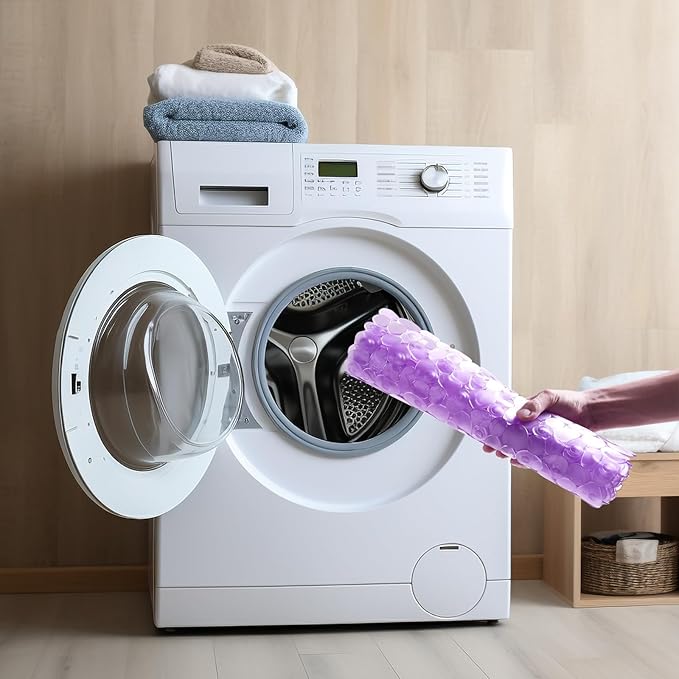 Bath Shower Mat Non Slip: Extra Large Pebble Bathtub mat for Families, Anti Slip Shower Matt with Drain Holes Suction Cups Tub Mat - 16 X 40 Inch Clear Purple