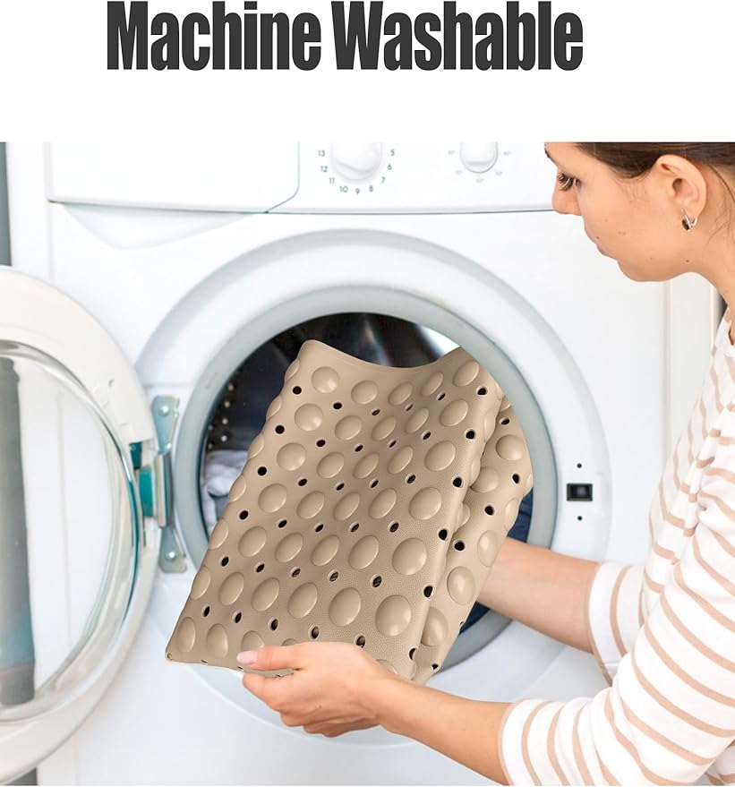 Extra Large Shower Mat, Yonala 47.2 x 31.5 Inch Non Slip Shower Mats for Inside Shower with Drain Hole and Suction Cups, Soft Trimmable TPE Anti Slip Shower Mat for Walk in Shower Stall, Heavy Mat