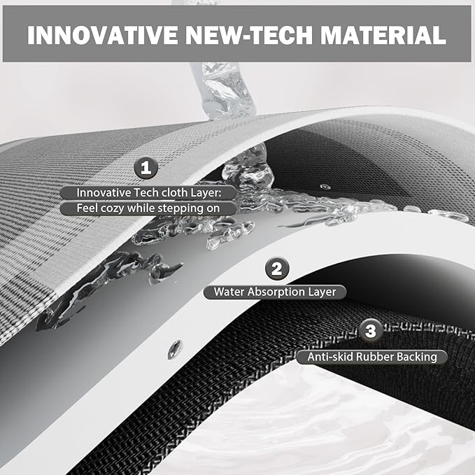 Extra Long Non Slip Bathroom Runner Bath Mat, Rubber Backing Ultra Thin Bath Rug Fit Under Door Quick Dry Super Absorbent Washable Shower Mat for Bathroom Floor Bathtub Sink, Grey 24"x70"