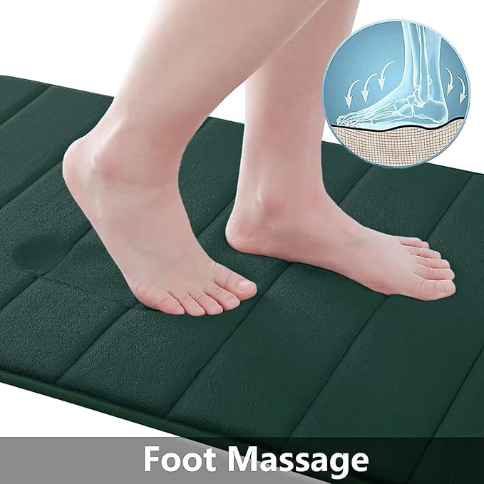 Buganda Memory Foam Bath Mat, 70" x 24", Ultra Soft and Non-Slip Bathroom Rugs, Water Absorbent and Machine Washable Bath Rug Runner for Bathroom, Shower, and Tub, Dark Green