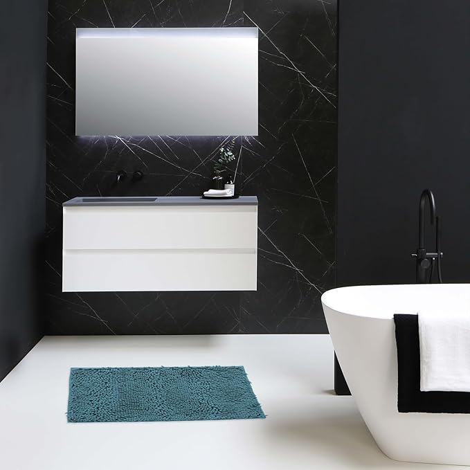 Non-Slip Bath Rug,Extra Soft Microfiber Bedroom Shag Carpet with Anti-Slip Backing,Water/Dust Absorbent Fast Dry Shower Mat,Sound Insulated Stairs Pad,Machine Washable (Turquoise,15 x 23 Inches)