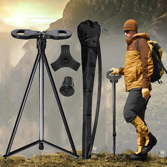 Walking Cane with Seat 2-in-1 Foldable Walking Sticks Chair for Men Women Elderly Folding Camping Chair Portable Trekking Poles Aluminum Lightweight Travel Storage Bag for Adult Outdoor Hiking