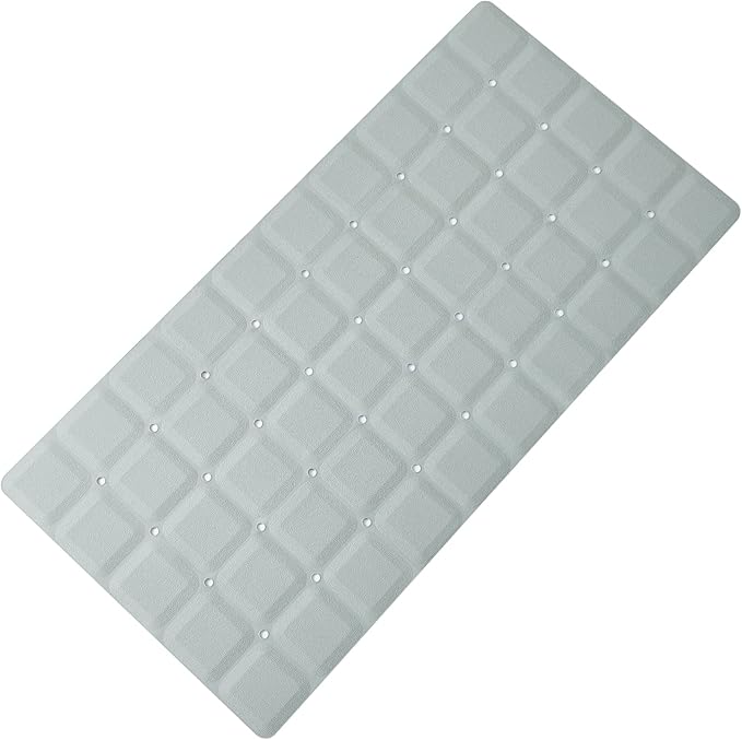 Foldable Silicone Bathtub Mat: Jumbo Size Heavy Duty Safety Bath Mat for Tub Without Suction Cups Non Slip Bath & Shower Mat for Textured, Reglazed, Refinished Tub (Grey, 35.8 x 17.7)