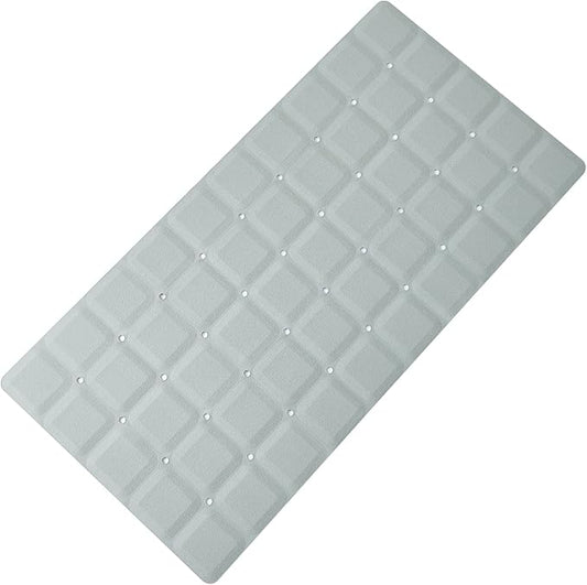 Foldable Silicone Bathtub Mat: Jumbo Size Heavy Duty Safety Bath Mat for Tub Without Suction Cups Non Slip Bath & Shower Mat for Textured, Reglazed, Refinished Tub (Grey, 35.8 x 17.7)