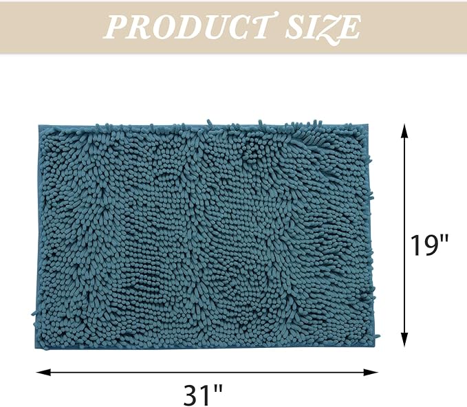 Non-Slip Bath Rug,Extra Soft Microfiber Bedroom Shag Carpet with Anti-Slip Backing,Water/Dust Absorbent Fast Dry Shower Mat,Sound Insulated Stairs Pad,Machine Washable (Turquoise,19 x 31 Inches)