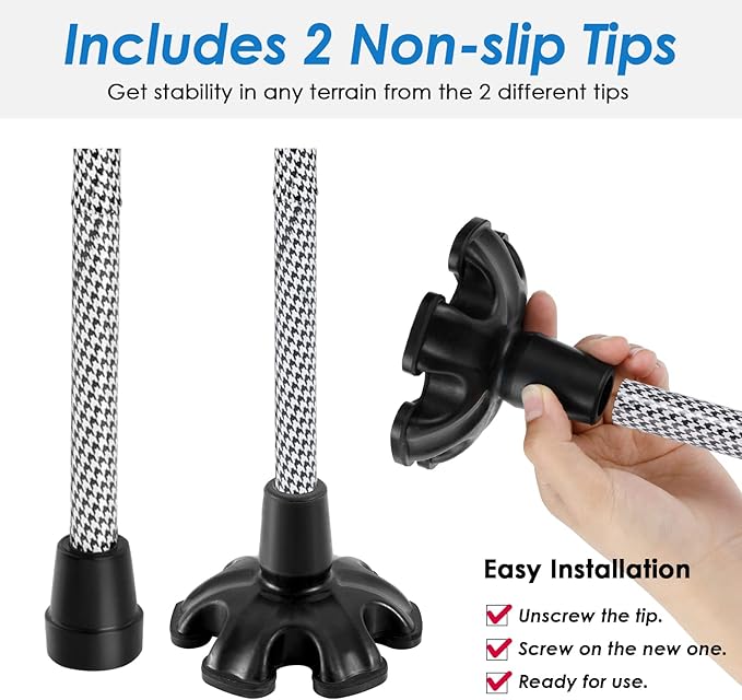 Walking Cane PANZHENG Cane for Man/Woman | Mobility & Daily Living Aids | 5-Level Height Adjustable Walking Stick | Comfortable Plastic T-Handle Portable Walking Stick Folding Cane