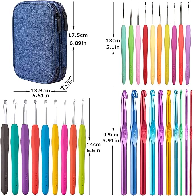 100pcs Crochet Hooks Set in Case Ergonomic Soft Grip Handles Weave Yarn Knitting Needles Kit and Crochet Needle Accessories Crochet Kit Complete Crochet Set for Beginners and Experiecced Crochet Lover