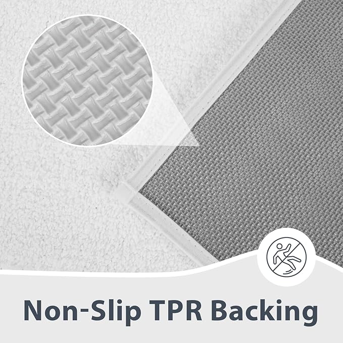 Bathroom Rugs U-Shaped 20" x 24", Non-Slip Extra Soft Absorbent Bath Rugs, Machine Washable Quick Dry Bath Mats for Toilet Base, White