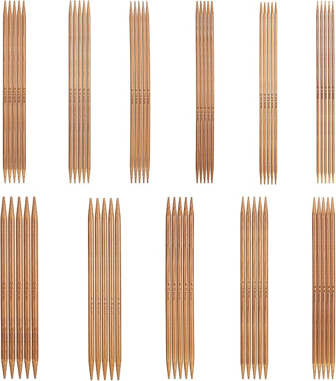 55 Pcs Double Pointed Knitting Needles Set, Bamboo Knitting Needles in 11 Sizes 13cm/5.1in Double Pointed Needle for Beginners,Making Sweater,Scarf,Sock,Weave