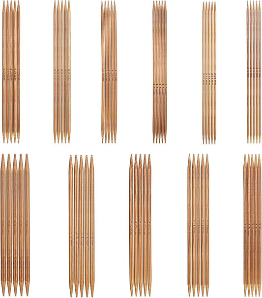 55 Pcs Double Pointed Knitting Needles Set, Bamboo Knitting Needles in 11 Sizes 13cm/5.1in Double Pointed Needle for Beginners,Making Sweater,Scarf,Sock,Weave