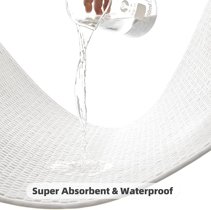 Bathroom Rugs Non Slip Washable, Super Absorbent Thin Bath Mat Small Quick Dry Low Pile Bathroom Rug, White 20"x30"