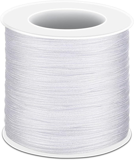Anezus White Nylon String for Bracelets, 0.8mm Nylon Thread Braided Nylon Cord Wind Chime Outdoor Twine String for Beading, Necklaces, Blinds, DIY Craft, Jewelry Making