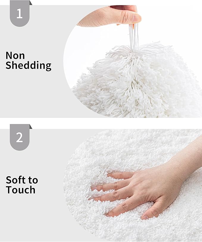 White Bathroom Runner Rug 24x70 Non Slip Fluffy Long Bath Mat for Bathroom Floor Washable Plush Luxury Bath Rug for Tub Absorbent Bathroom Shower Sink Mat Bedside Rug