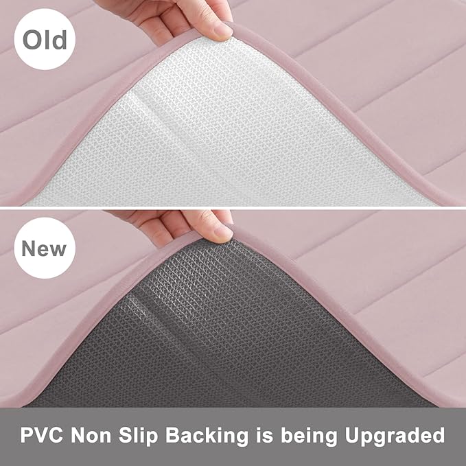 Buganda Memory Foam Bath Mat, 35.4" x 24", Ultra Soft and Non-Slip Bathroom Rugs, Water Absorbent and Machine Washable Bath Rug Runner for Bathroom, Shower, and Tub, Peach