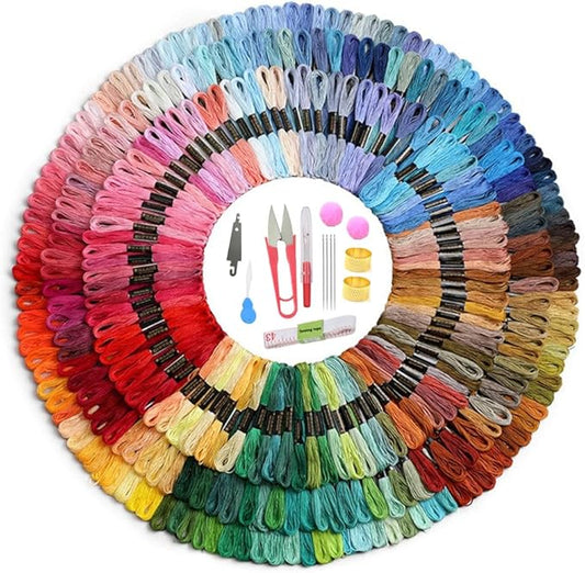 Dimensean 36 Pcs Embroidery Threads Rainbow Embroidery Floss Cross Stitch Cotton Floss Skeins Hand Craft Premium Rainbow DIY Sewing Tool Multiple Colour