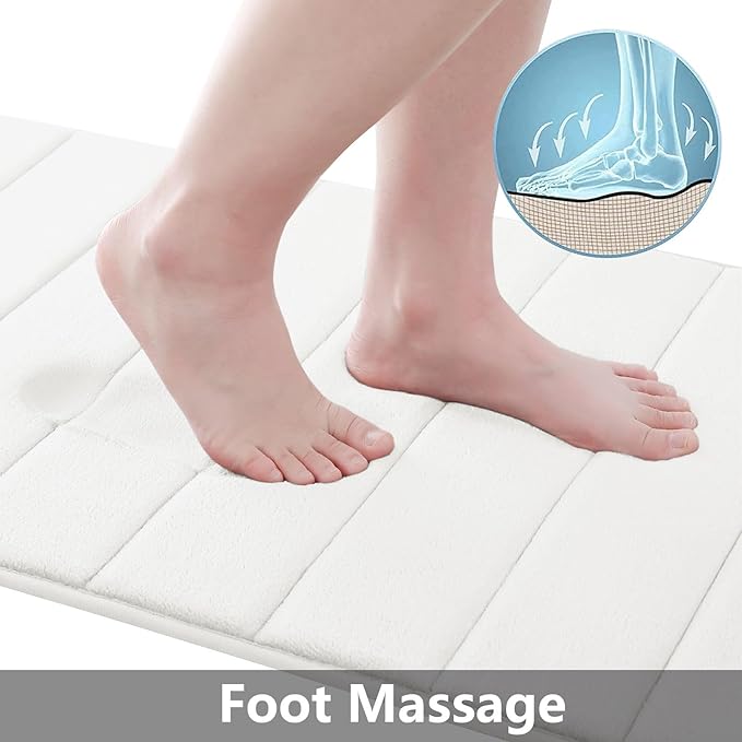 Buganda Memory Foam Bath Mat, 47" x 24", Ultra Soft and Non-Slip Bathroom Rugs, Water Absorbent and Machine Washable Bath Rug Runner for Bathroom, Shower, and Tub, Ivory