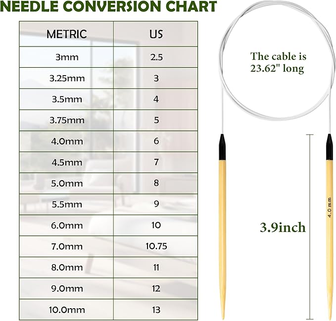 Froggod Bamboo Circular Knitting Needles Size 6 – 3.15-inch Bamboo Knitting Needle Tips, 31.5-inch Total Length, Lightweight Wooden Needles