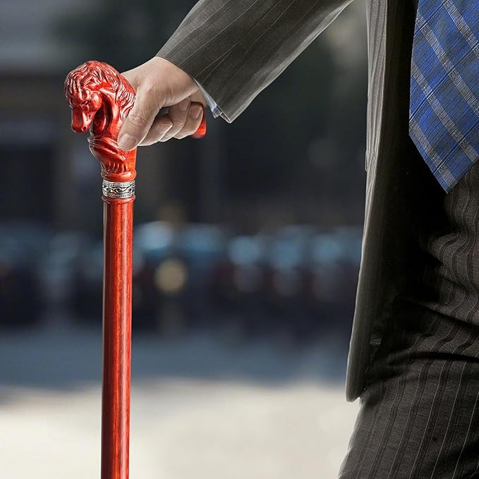 Wood Walking Cane, Elegant Hand-Carved Horse Head Wooden Walking Cane for Men and Women, Handmade Stylish Canes for Seniors, Light Stable High-end Canes Suitable for Gift Giving