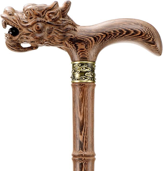 Wooden Cane, Hand Carved High-end Walking Cane for Men and Women, Lightweight Design Support Up to 500lbs Dragon Canes for Seniors, Suitable for Discerning Personal and Gift Use