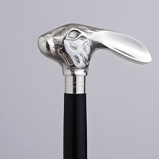 Premium Wooden Walking Cane | Beautiful Silver Plated Solid Brass Handle | Walking Stick & Crutches lacquer Polished Cane for Men and Women