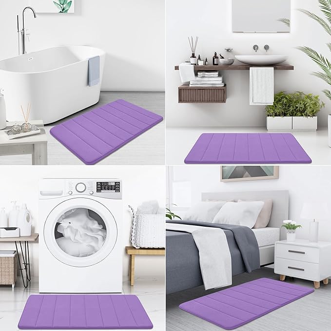 Buganda Memory Foam Bath Mat, 44" x 24", Ultra Soft and Non-Slip Bathroom Rugs, Water Absorbent and Machine Washable Bath Rug Runner for Bathroom, Shower, and Tub, Lavender