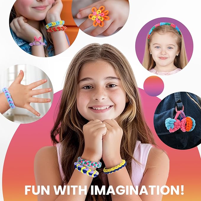 DDAI Bracelet Making Kit for Girls Ages 6-12 – Arts and Crafts for Kids Weaving Loom Bracelets Kits -1000+ Colorful Elastic Cloth Loom Bands – Great Birthday Gift for Girls Boys 7 8-12 Years Old