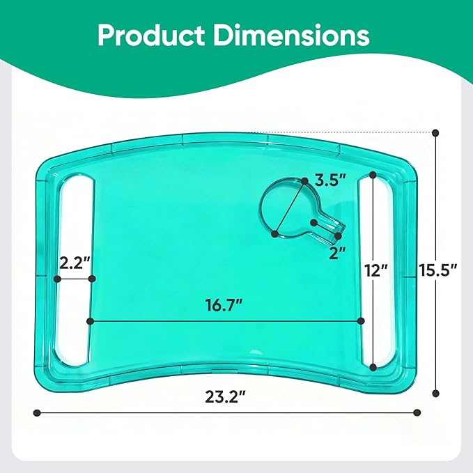 SoulThink® Full Transparency Walker Tray - Essential Walker Accessories Compatible with Most Walkers for Seniors, Walker Tray for Folding Walker with Utility Bag, Non-Slip Mat & Cup Holder (Green)