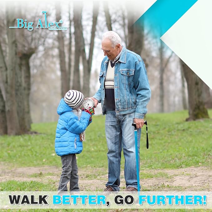 BigAlex Lightweight Collapsible Walking Cane with Soft Comfortable TPR Handle for Seniors and Elderly Adults, Larger Handle for Comfort, Adjustable Support Stick, Portable Travel Aid for Men & Women