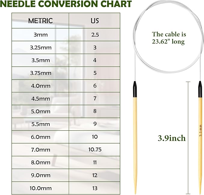 Froggod Bamboo Circular Knitting Needles Size 4 – 3.15-inch Bamboo Knitting Needle Tips, 31.5-inch Total Length, Lightweight Wooden Needles