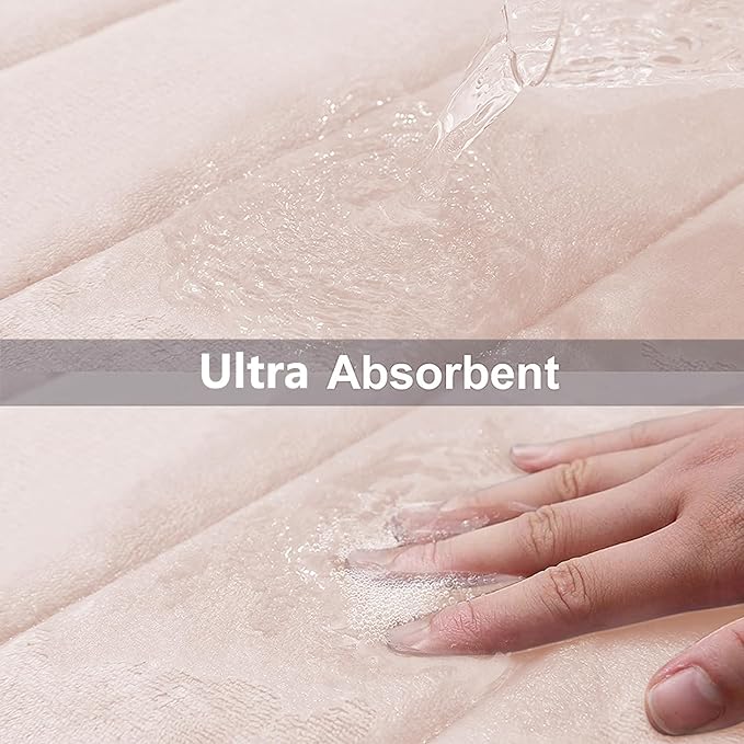 Buganda Memory Foam Bath Mat, 47" x 20", Ultra Soft and Non-Slip Bathroom Rugs, Water Absorbent and Machine Washable Bath Rug Runner for Bathroom, Shower, and Tub, Pink