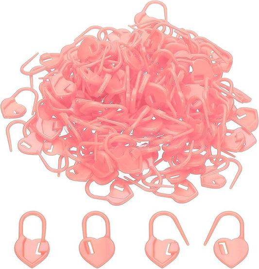 PATIKIL Crochet Stitch Markers, 150Pcs Plastic Knitting Markers Needle Pin Heart Locking Stitch Marker for Sewing Crocheting DIY Craft, Pink
