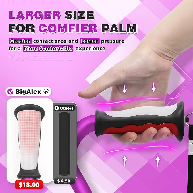 BigAlex Quad Cane, Foldable Adjustable Walking Cane for Men & Women with Stable 4-Pronged Base for Extra Stability & Balance, Heavy Duty, Lightweight, Soft Offset Handle Stick for Seniors & Elderly