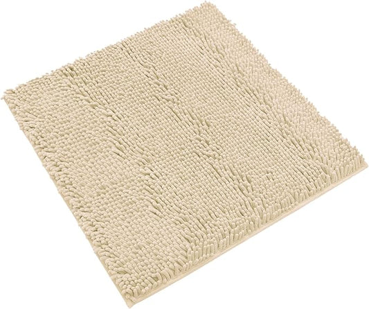 Non-Slip Bath Rug,Extra Soft Microfiber Bedroom Shag Carpet with Anti-Slip Backing,Water/Dust Absorbent Fast Dry Shower Mat,Sound Insulated Stairs Pad,Machine Washable (Beige,24 x 24 Inches)