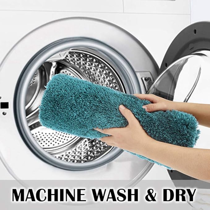 Suchtale Large Extra Soft and Absorbent Shaggy Bath Mat - Machine Washable Microfiber Non Slip Bath Mat - Rubber Back (24 x 40 Teal)