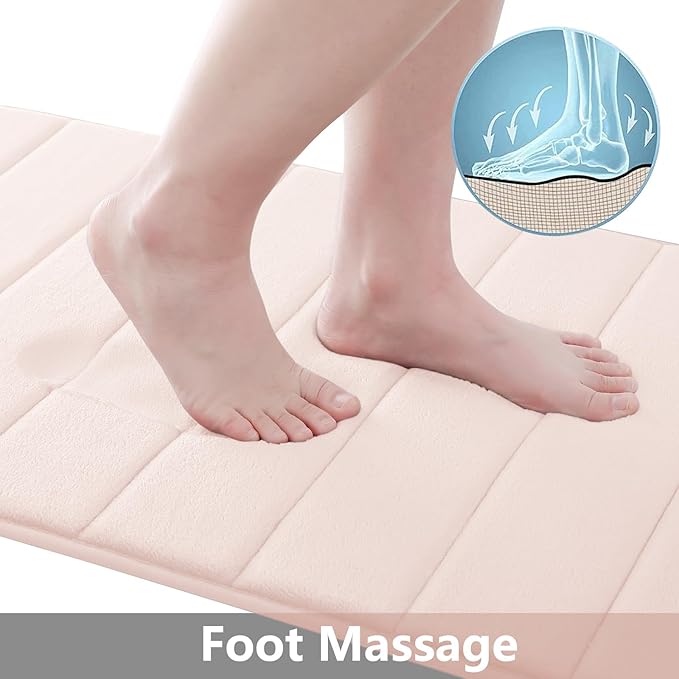 Buganda Memory Foam Bath Mat, 70" x 24", Ultra Soft and Non-Slip Bathroom Rugs, Water Absorbent and Machine Washable Bath Rug Runner for Bathroom, Shower, and Tub, Pink