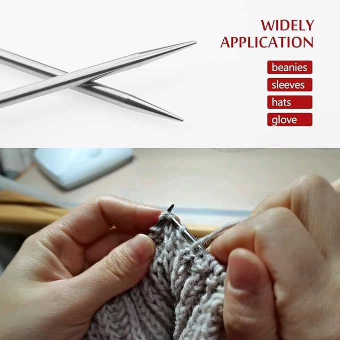 17inch (43cm) Stainless Steel Circular Knitting Needle Size US 2 (2.75mm) Metal Knitting Needles Set for Making Sweater Shawl Scarf