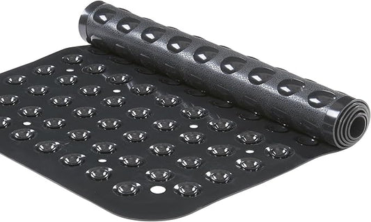 YANZIFLY Bathtub Mat for Shower: Soft Silicone Bath Mat Non Slip with Suction Cups Tub Mat for Bathroom for Family Extra Large Shower matt Machine Washable - Black